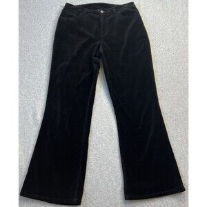 Boston Proper Womens Boot Cut Pants Size 8 Black Velour Stretch High Rise Velvet